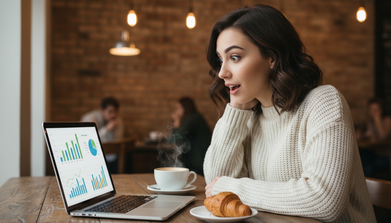 Zoe comparing pricing pages of AI coding tools on her laptop
