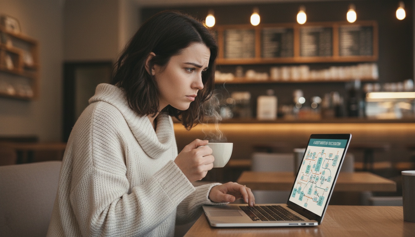 Zoe at desk setting up AI agent workflow on laptop