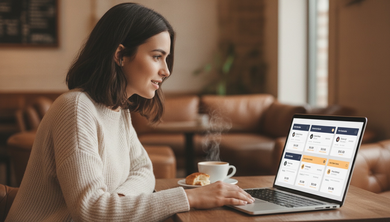 Person at laptop comparing AI model options on screen