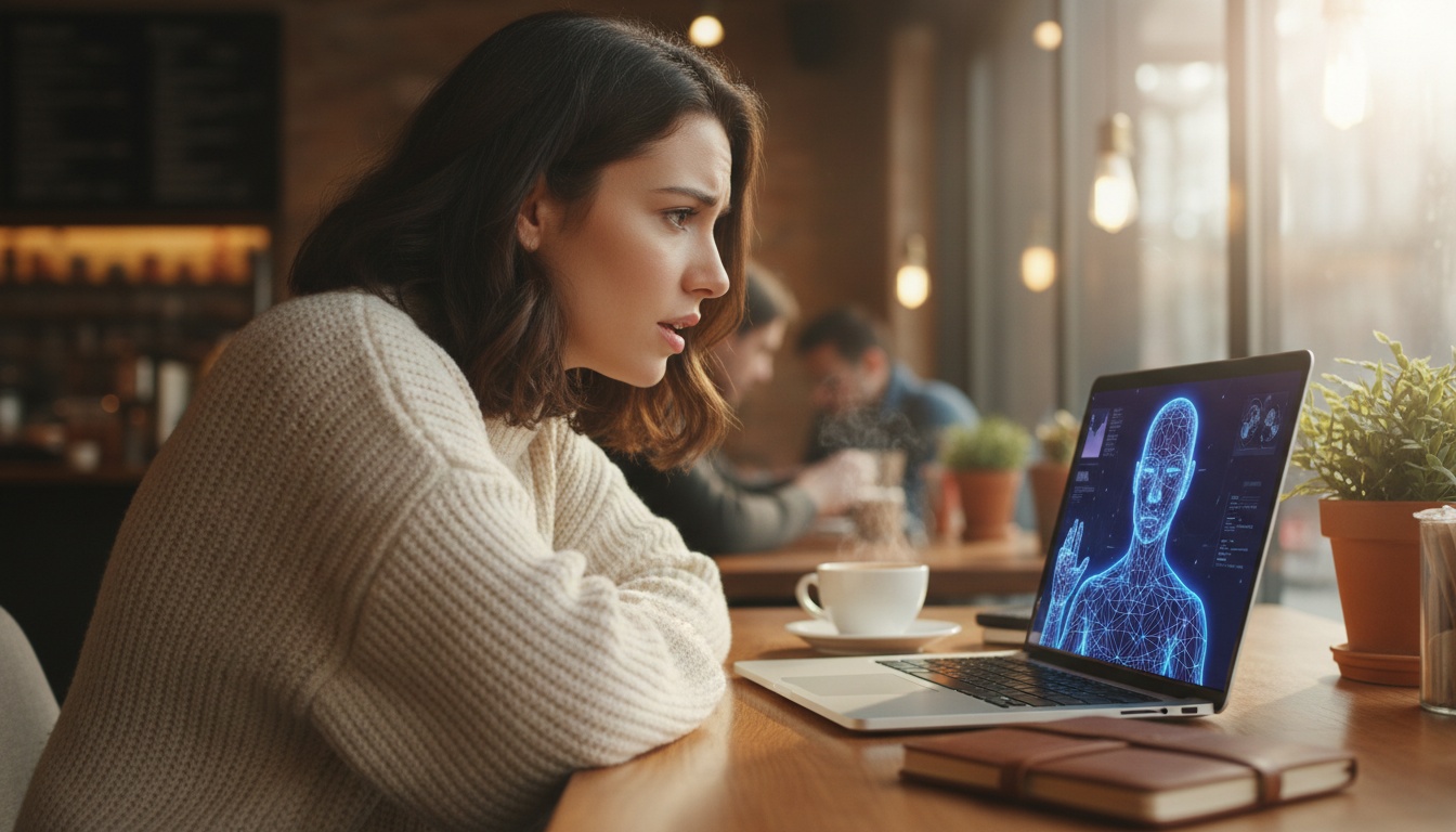 Zoe setting up an AI avatar video in HeyGen on her laptop