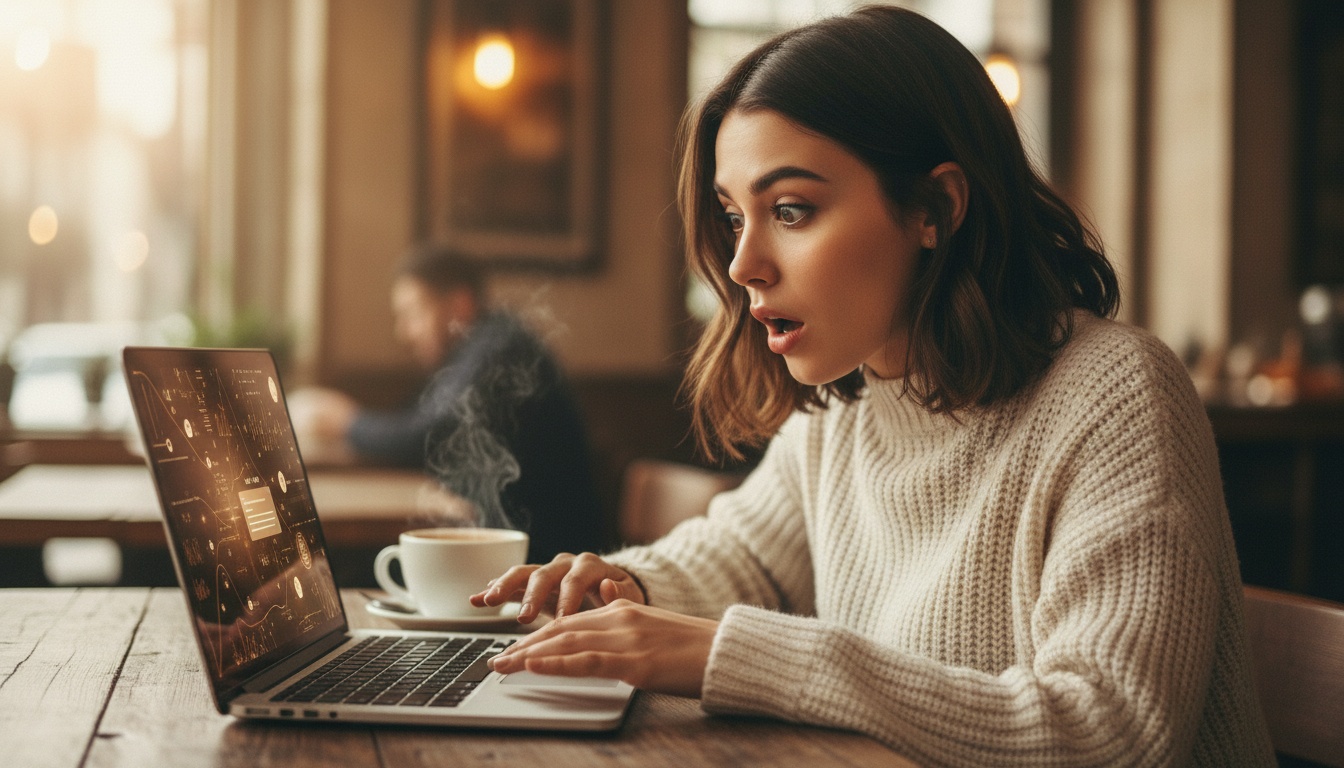 Person at laptop testing Grok AI with coffee nearby