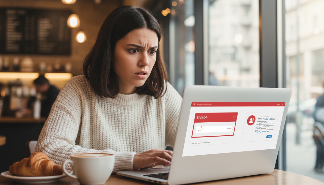 Zoe in a cozy home office looking at a laptop showing a blocked AI agent checkout error