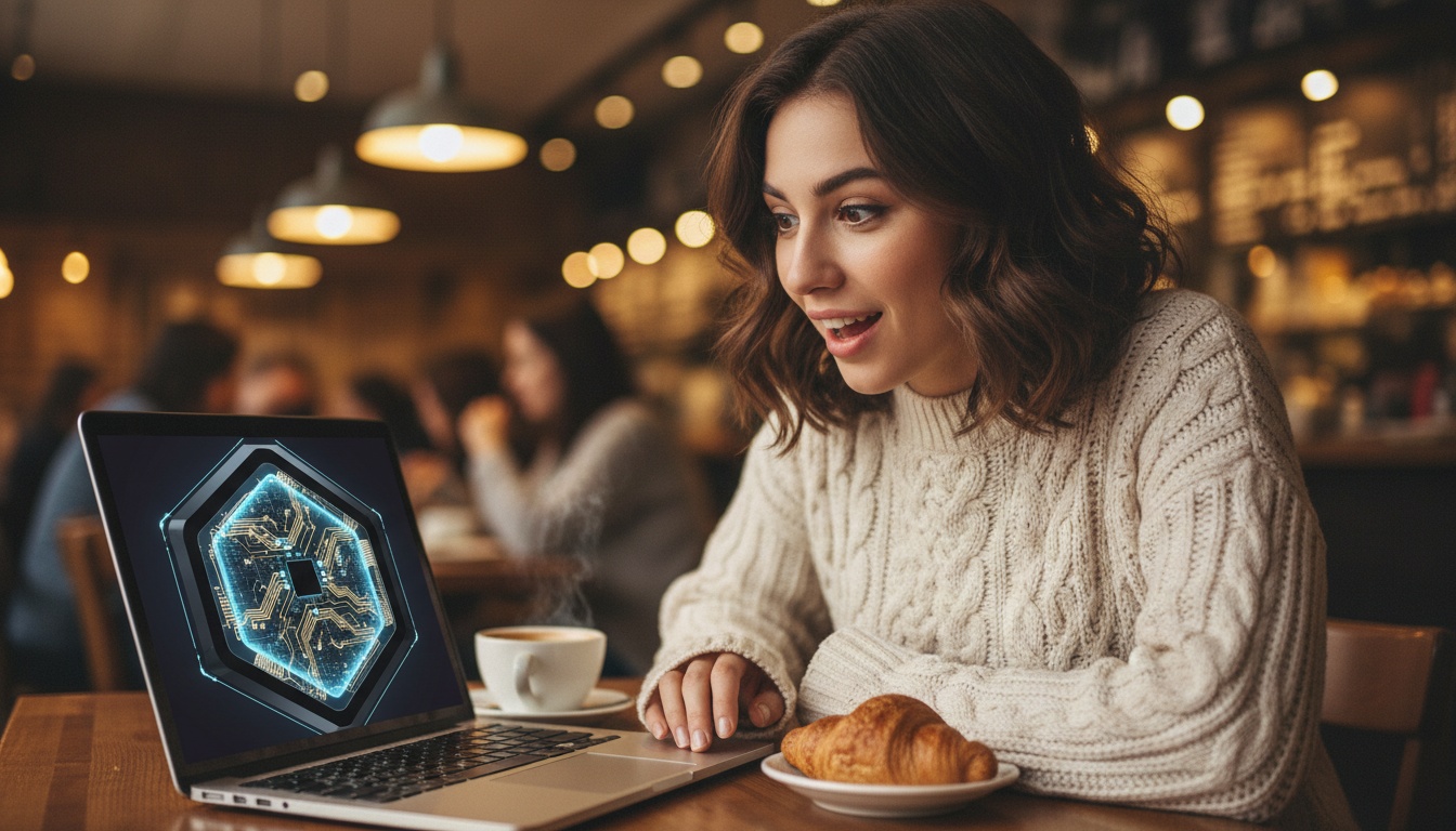 Zoe looking at AI hardware concept on laptop screen