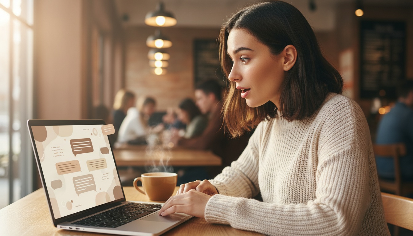 Zoe exploring Slackbot AI features on her laptop