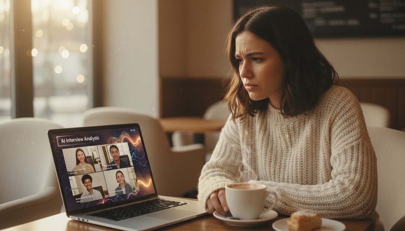 Solo builder reviewing AI-generated video candidate profiles on a laptop